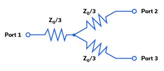 Figure 1: Resistive power splitter / combiner circuit schematic