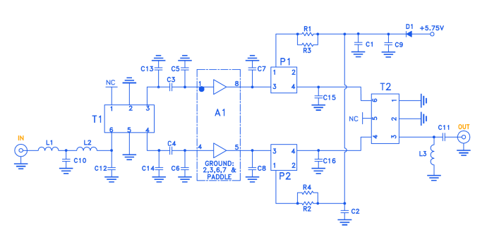 Understanding RF/Microwave Push-Pull Amplifier Design 3 Figure 3: Application circuit for PHA-11+ dual matched MMIC amplifier (A1) in push-pull configuration with Mini-Circuits’ TCM2-33WX+ input balun (T1) and TCM2-43X+ output balun (T2)