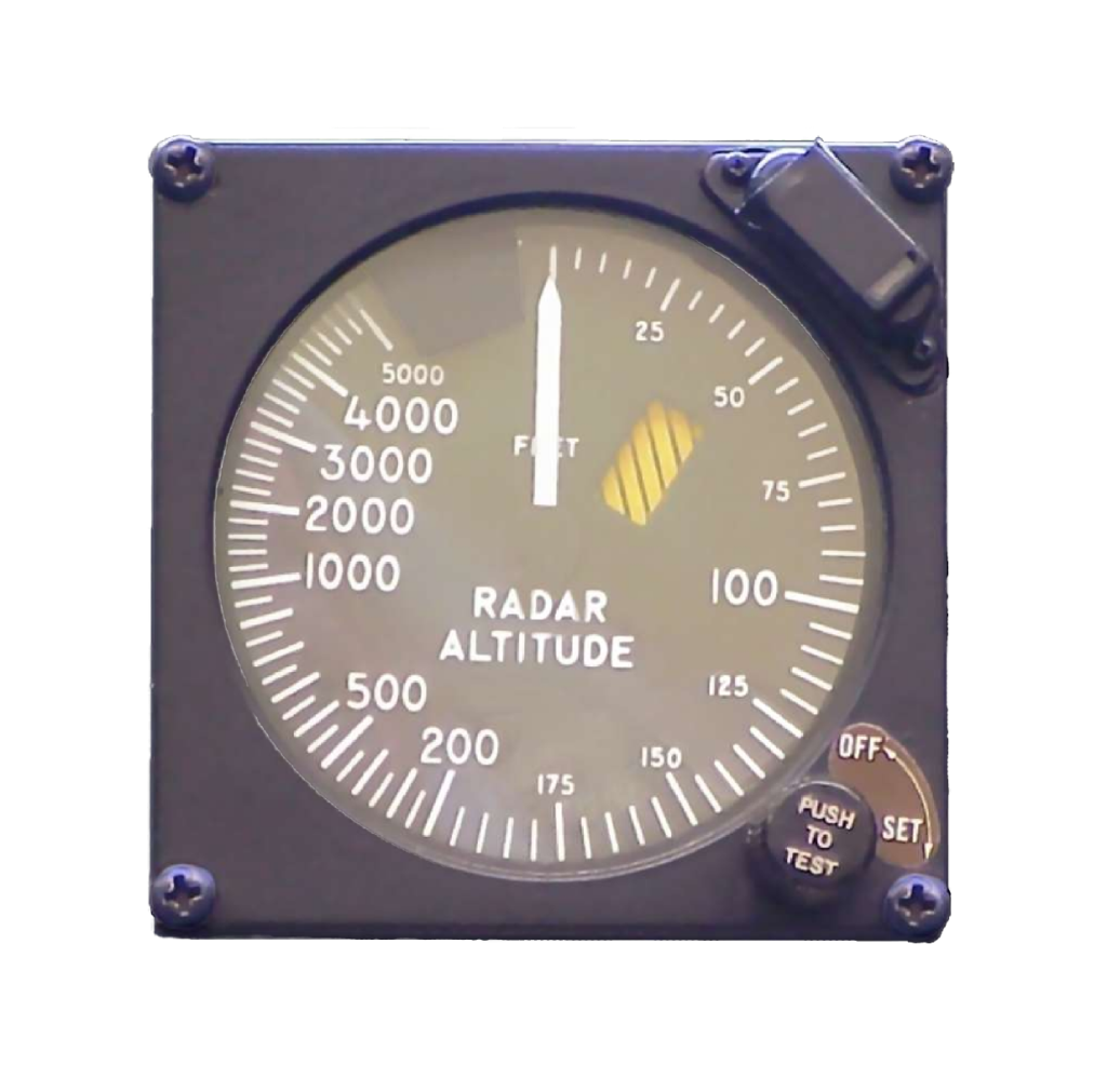 Figure 6: Actual radar altimeter instrument showing logarithmic scale and 5000 feet full scale13