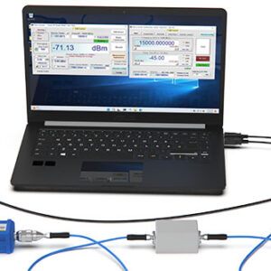 Figure 1: Measurement setup for unlevelled gain and insertion loss using SSG-15G-RC signal generator and PWR-18RMS-RC power sensor.