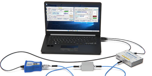 Figure 1: Measurement setup for unlevelled gain and insertion loss using SSG-15G-RC signal generator and PWR-18RMS-RC power sensor.