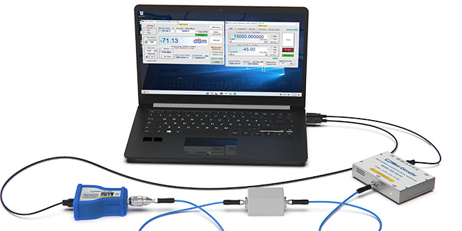 RF Amplifier and Filter Testing with Mini-Circuits Power Sensors 1 Figure 1: Measurement setup for unlevelled gain and insertion loss using SSG-15G-RC signal generator and PWR-18RMS-RC power sensor.